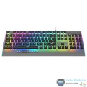 Tastatura mecanica pro gaming F2099 slim, 21 efecte iluminare LED RGB, 104 taste anti-fantoma  cu fir USB, 4 taste multimedia